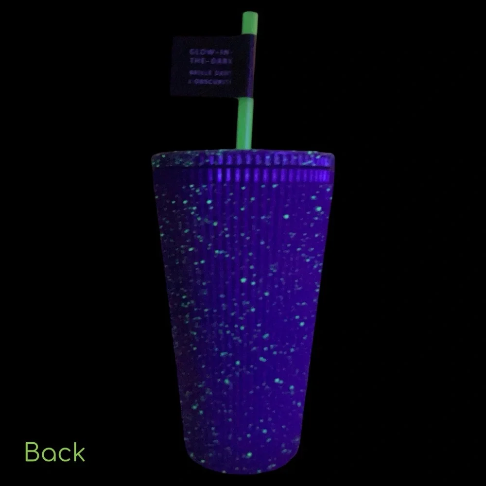 Starbucks Tumbler + Keychain 2024 Fall Halloween Pleated Glow in Dark 16oz Cup